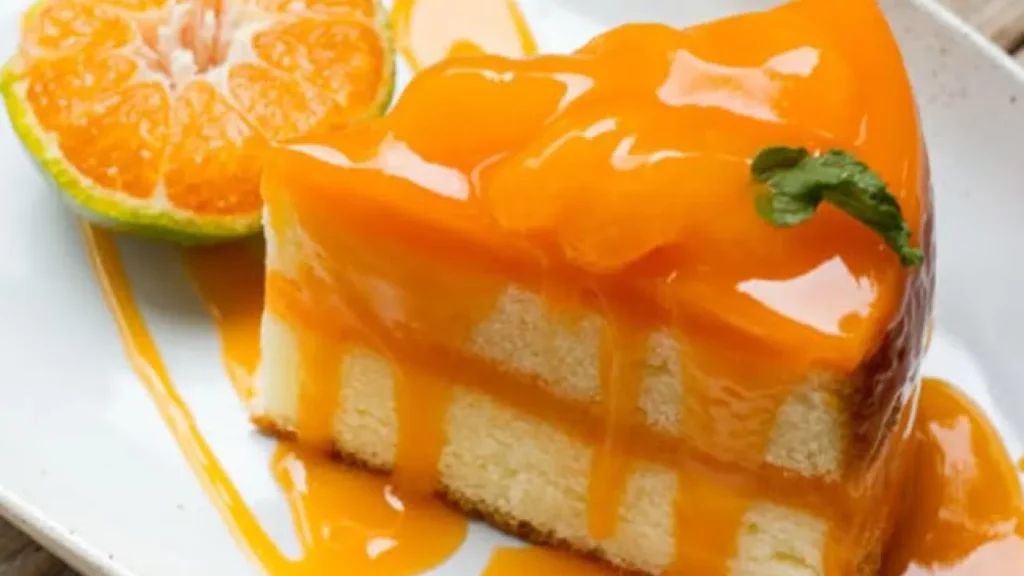 Bolo de Laranja com Casca e Calda de Maracujá