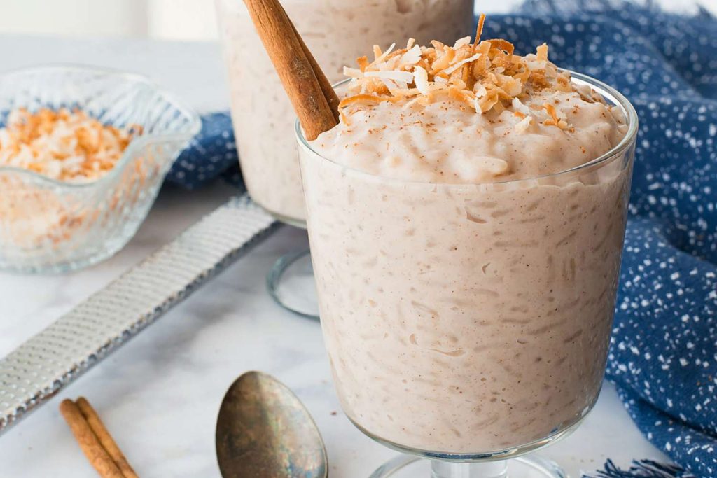 Arroz doce com leite condensado cremoso